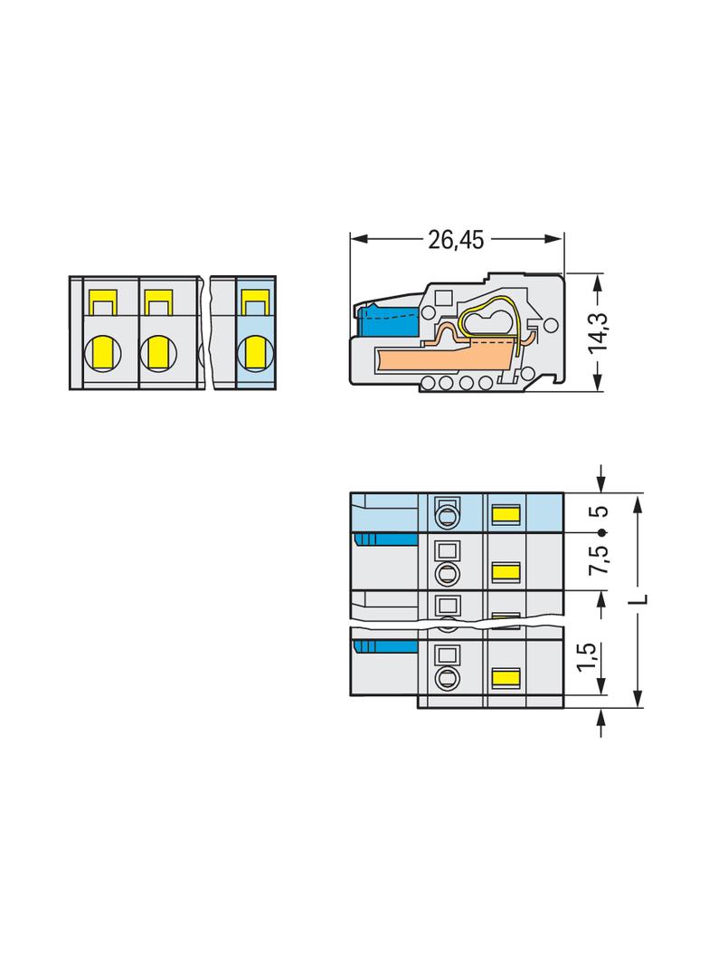 Gniazdo MCS‑MIDI Classic 7‑biegunowe jasnoszare raster 7,5mm 721‑207/026‑000 /50szt./ WAGO