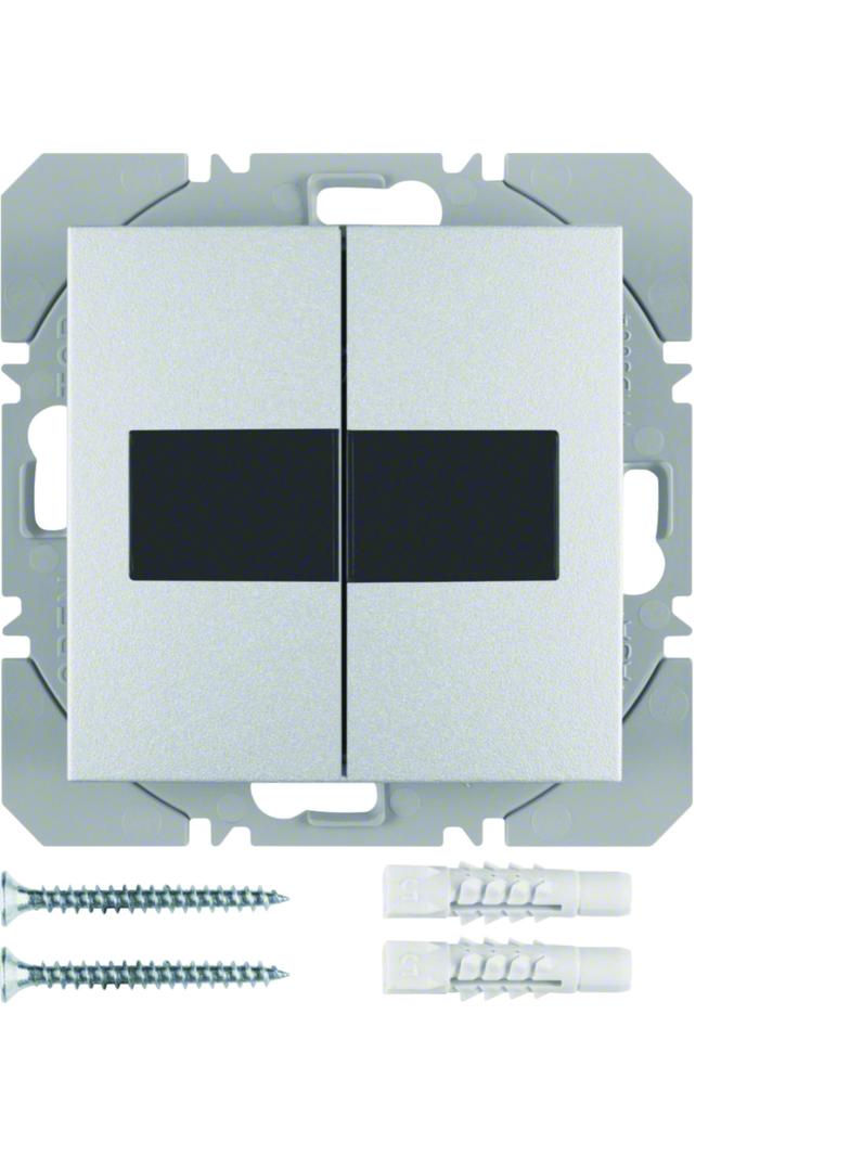BERKER B.Kwadrat/B.7 KNX RF przycisk podwójny płaski z baterią słoneczną aluminium 85656183 HAGER