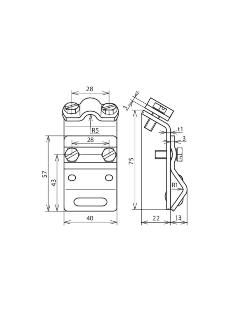 Zacisk do rynny z nakładką, do zawiniętych brzegów 13-25 mm, Alu