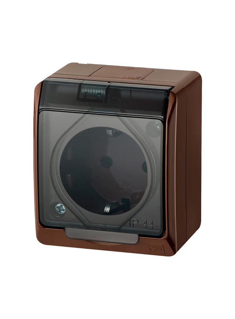 GNT HERMES 2P+Z schuko IP44 brąz-dymne