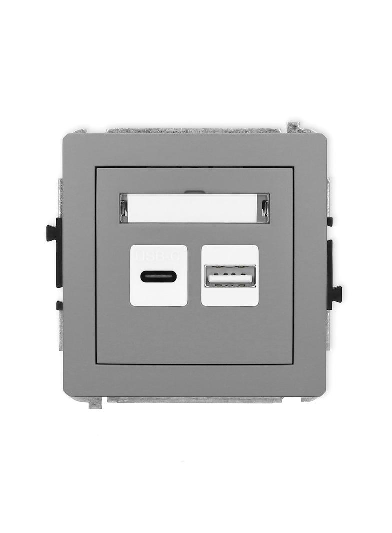DECO Ładowarka USB podwójna USB C + USB A, 20W max. szary mat 27DCUSB-8 KARLIK