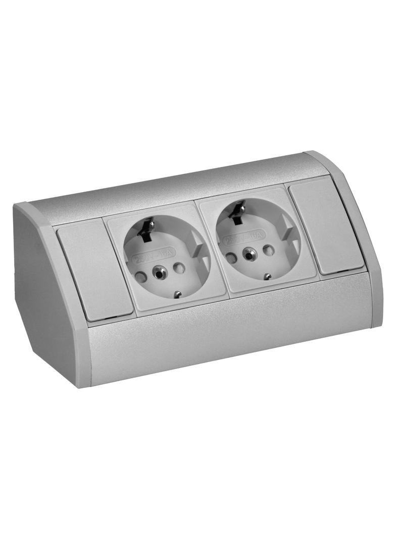 Gniazdo meblowe 2x2P+Z (Schuko), szaro-srebrne OR-GM-9005(GS)/G ORNO