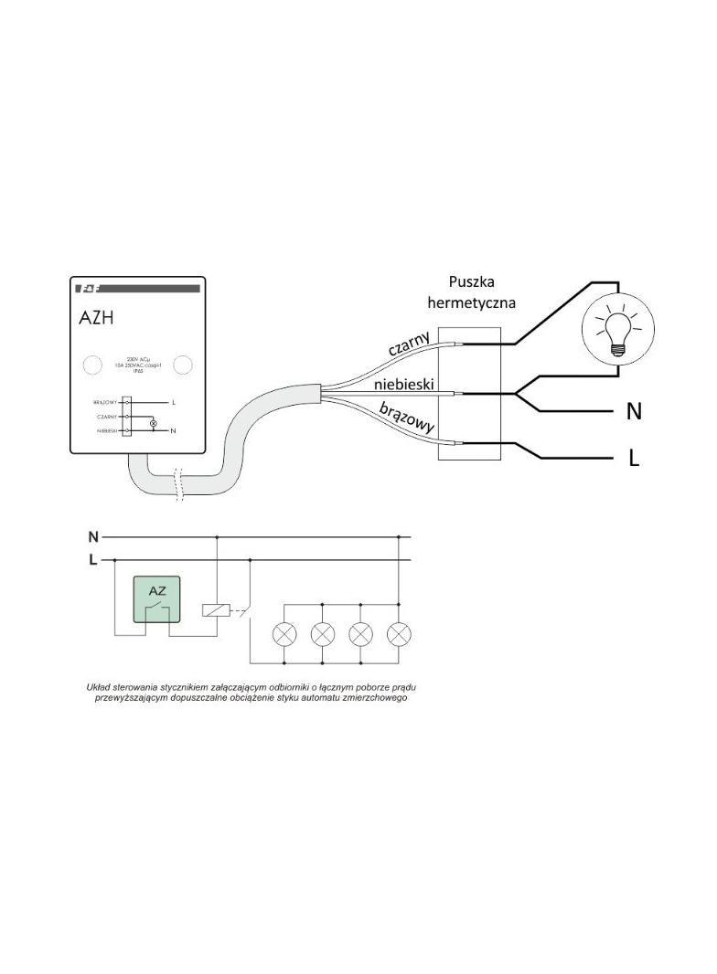 automat zmierzchowy z wewnętrznym czujnikiem światłoczułym AZH