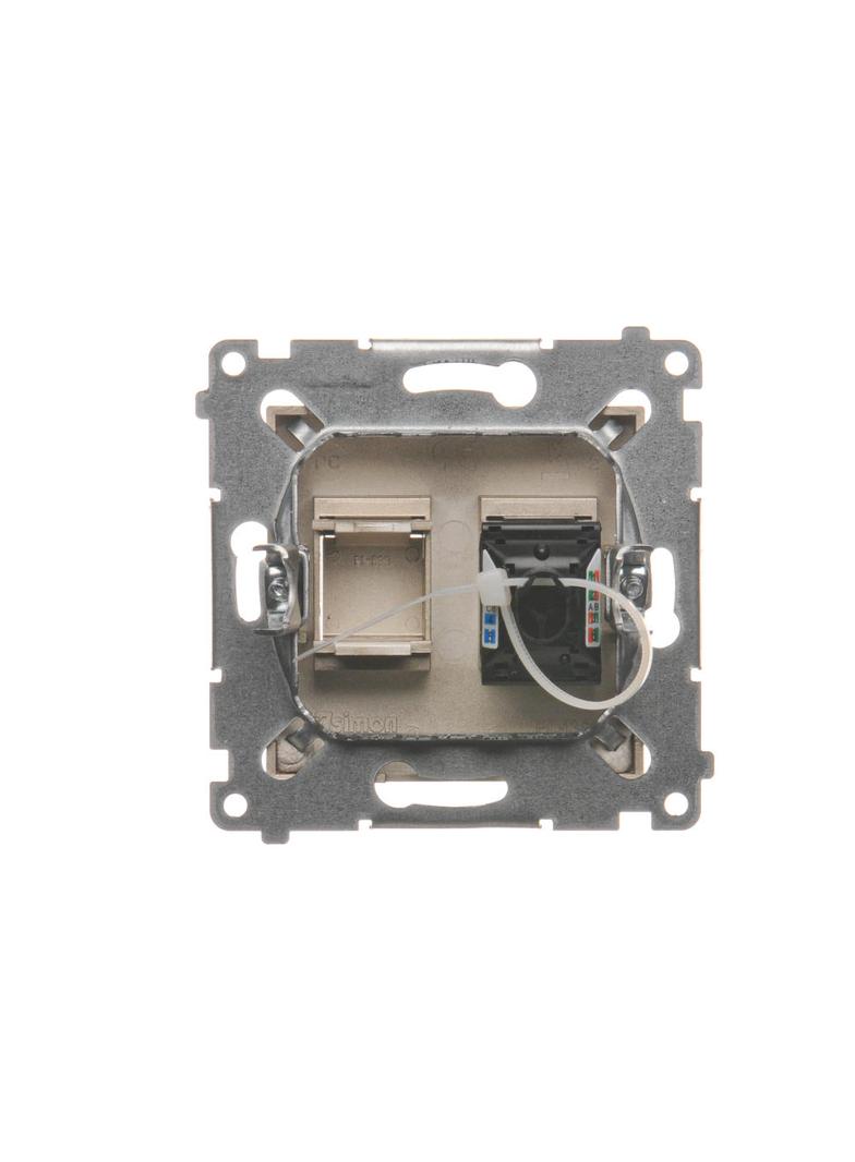 Simon 54 Gniazdo komputerowe pojedyncze RJ45 kategoria 6 z przesłoną przeciwkurzową złoty mat