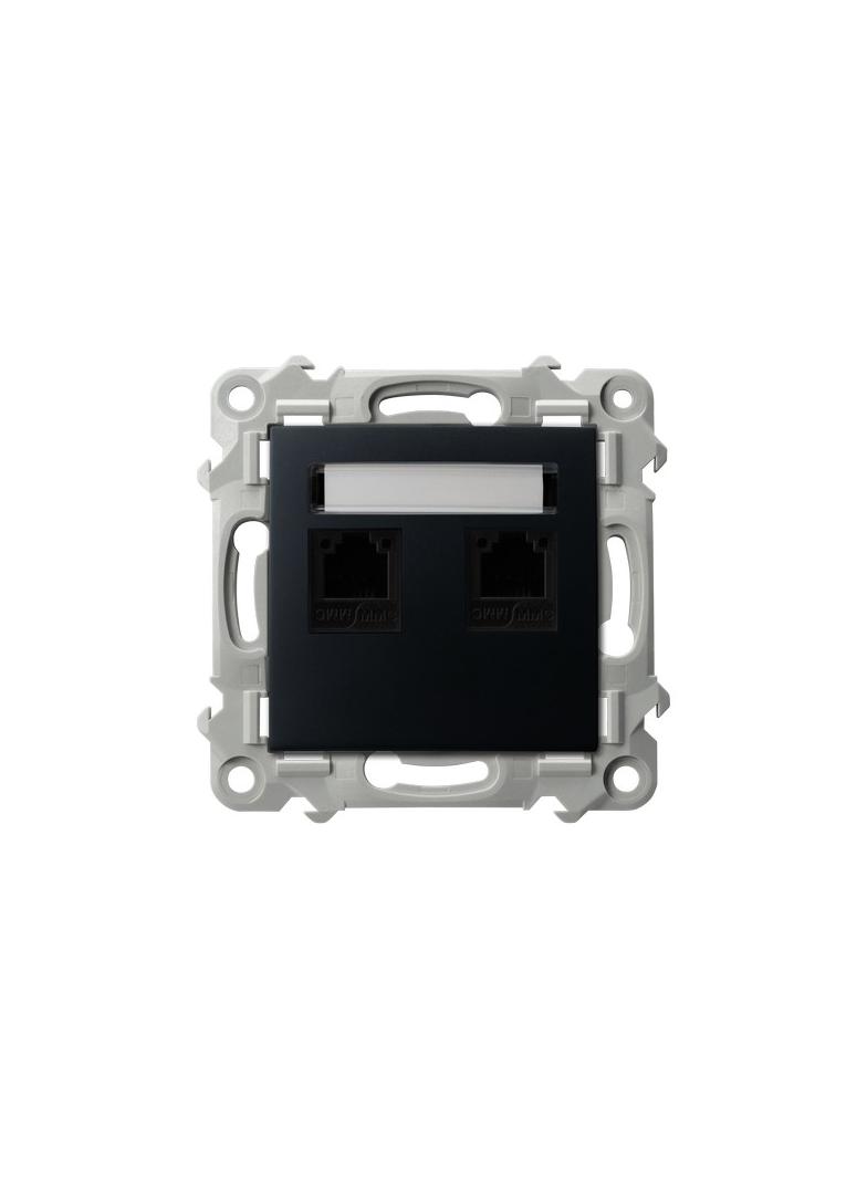 SZAFIR Gniazdo telefoniczne podwójne niezależne - kolor czarny metalik