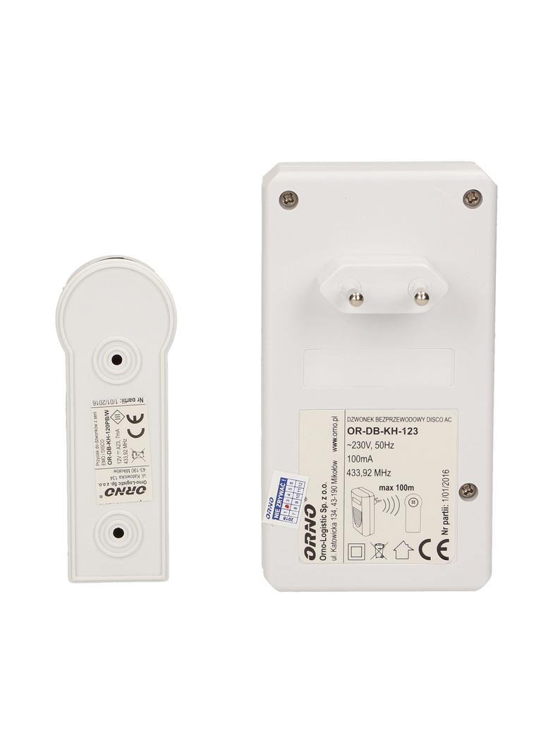 Dzwonek bezprzewodowy DISCO AC sieciowy learning system 1 dźwięk 80m OR-DB-KH-123 ORNO
