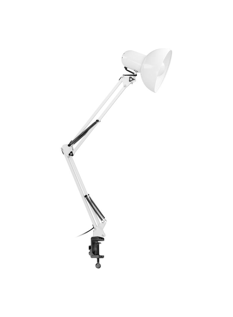 Lampka biurkowa kreślarska DEON przykręcana 60W E27 stalowa biała VIRONE