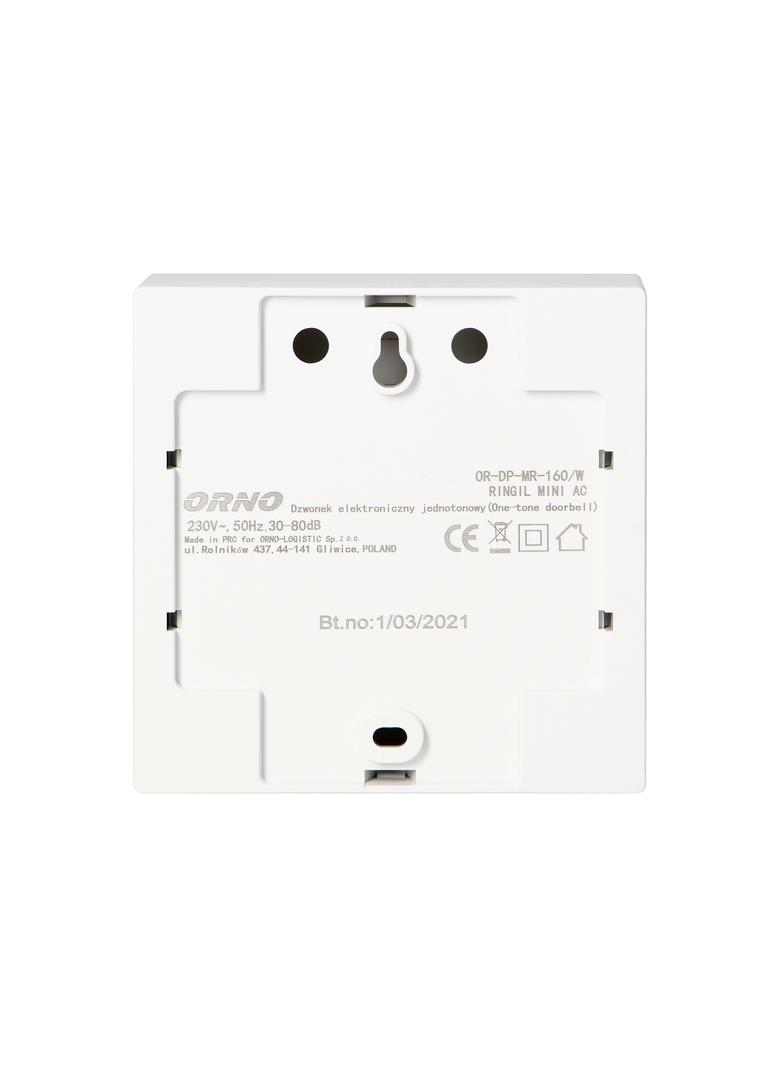 Dzwonek elektroniczny jednotonowy RINGIL MINI AC 230V biały OR-DP-MR-160/W ORNO