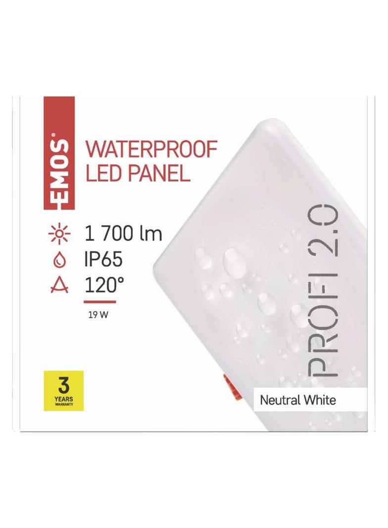 Panel LED wpuszczany kwadratowy 19 W IP65 neutralna biel ZV2152 EMOS