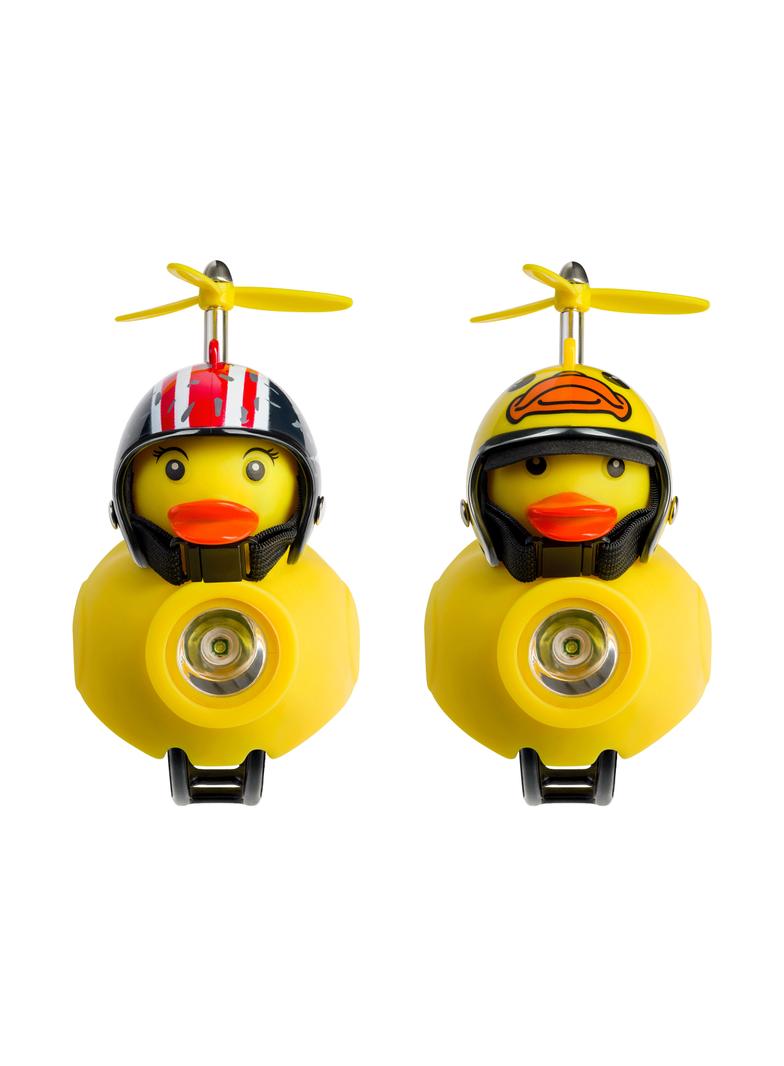 Światło rowerowe + dzwonek, kaczka w kasku, 130lm, 800mAh, 6000K, 2 wzory (mix)
