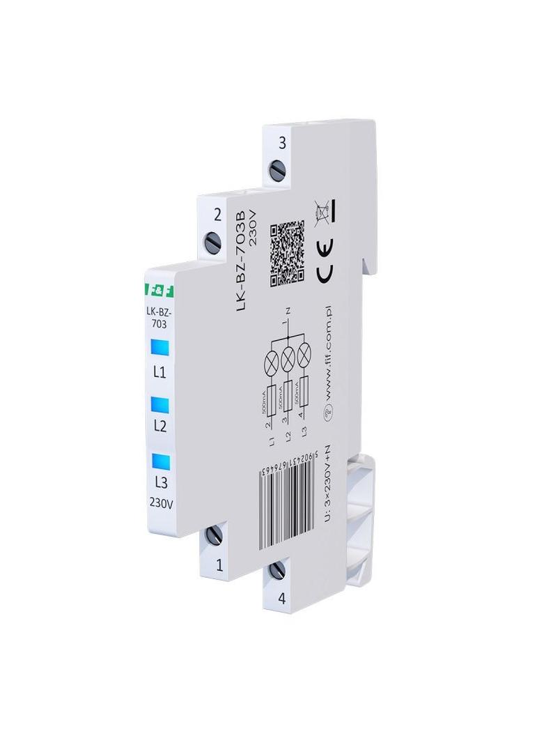Lampka kontrolna zasilania z zabezpieczeniem 1/3S 3xLED NIEBIESKA LK-BZ-703B F&F