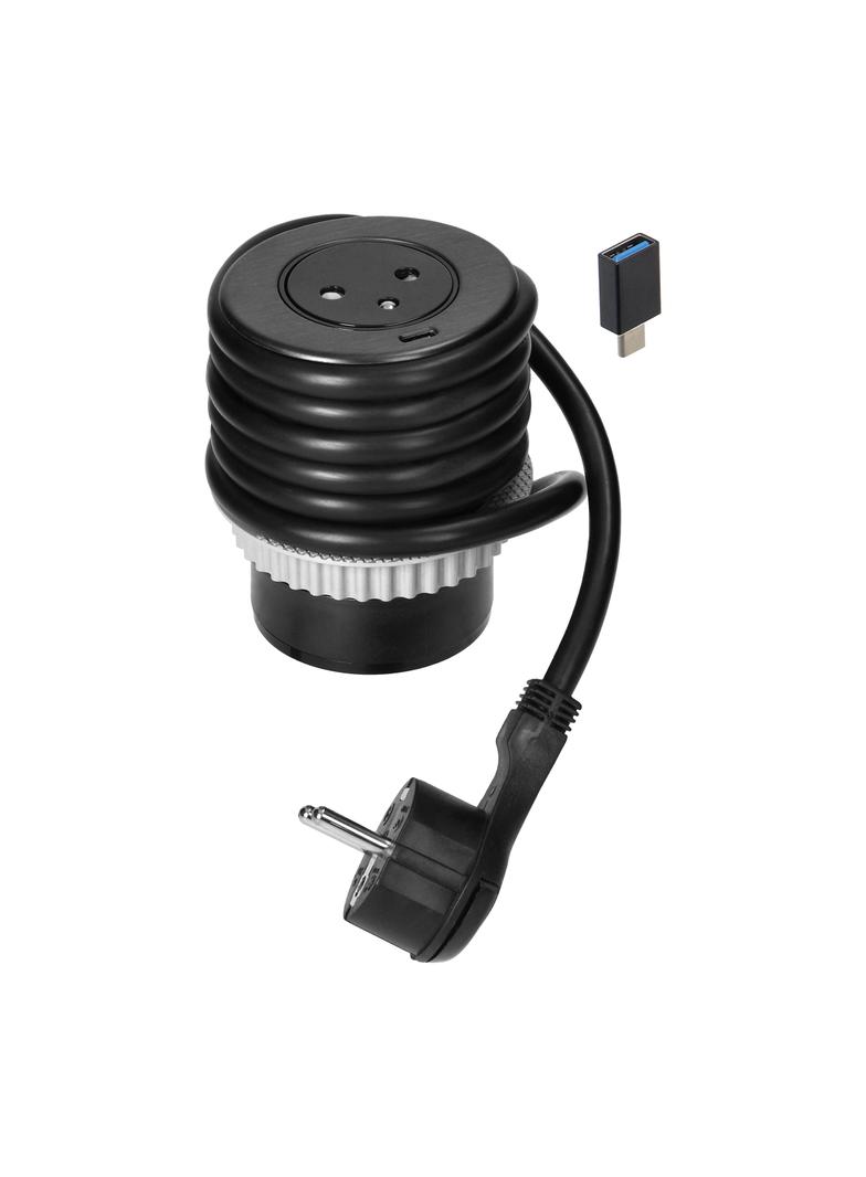 Gniazdo meblowe O6cm wpuszane w blat z ładowarką USB z gniazdem typu C i przejściówką USB C-A oraz z OR-GM-9018 ORNO