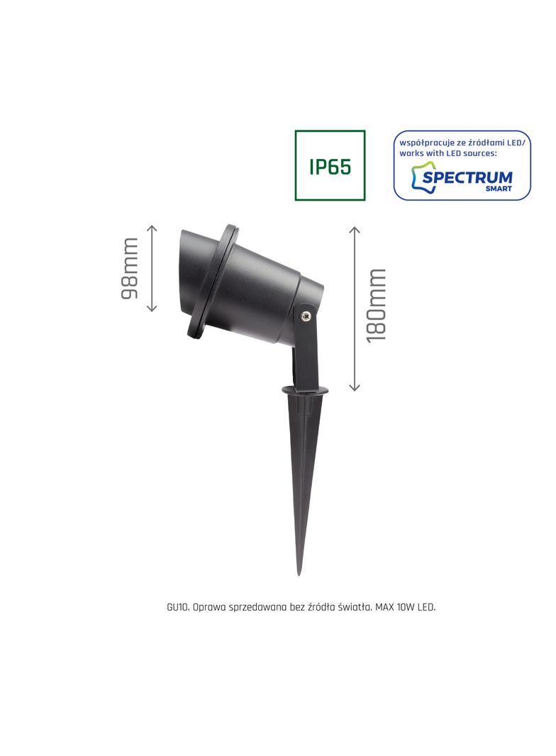 FLORI GU10 ALU ANGLE 250V IP65 98x180mm CZARNA wbijana, ruchoma