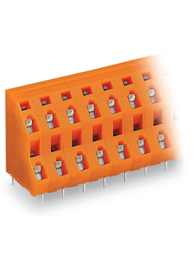 2-piętrowa listwa do pł. drukowanych 2-bieg. pomarańczowa raster 7,62 mm