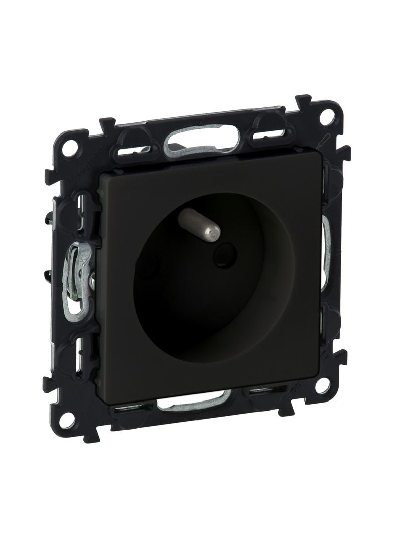 VALENA LIFE -  GNIAZDO 2  P+Z  Z PRZESŁONĄ CZARNY 16 A – 250 V~