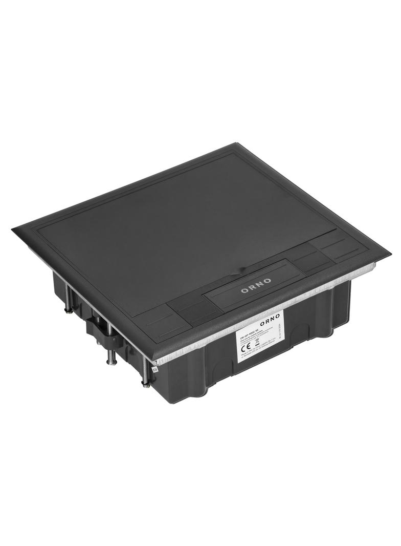Puszka podłogowa na gniazda modułowe 6 x 45x45mm lub 12 x 22,5x45mm, pokrywa: plastik, czarna