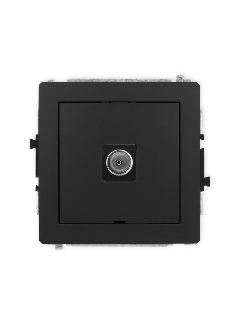 DECO Mechanizm gniazda antenowego pojedynczego TV, bez pola opisowego czarny mat