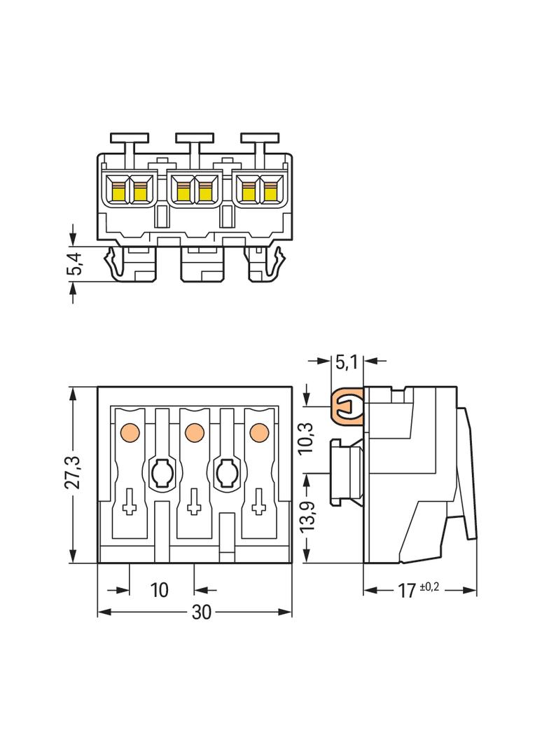 Złączka zasilająca 3‑biegunowa ze stykiem PE Linect 294‑8113 /500szt./ WAGO