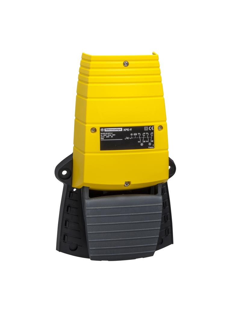 Harmony XPE Łącznik nożny pojedynczy bez osłony żółty 1 NC+1 NO plastikowy