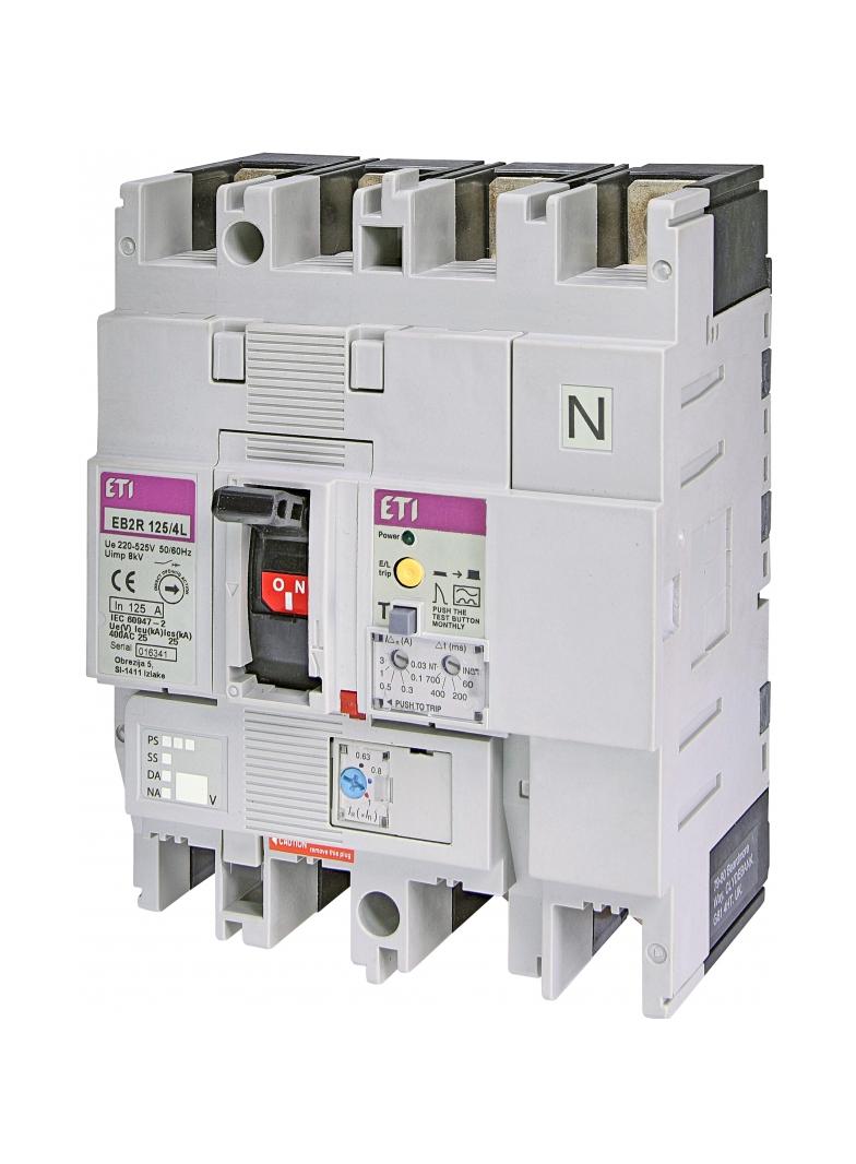 Wyłącznik 4P 25kA z blokiem różnicowoprądowym EB2R 125/4L 125A 4P 004671512 ETI