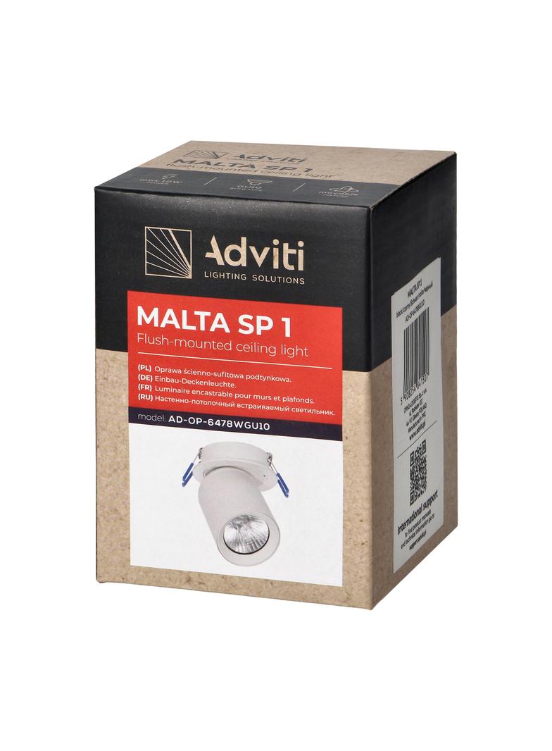 Oprawa ścienno-sufitowa MALTA SP 1 podtynkowa GU10 max. 12W IP20 czarna AD-OP-6478BGU10 ORNO