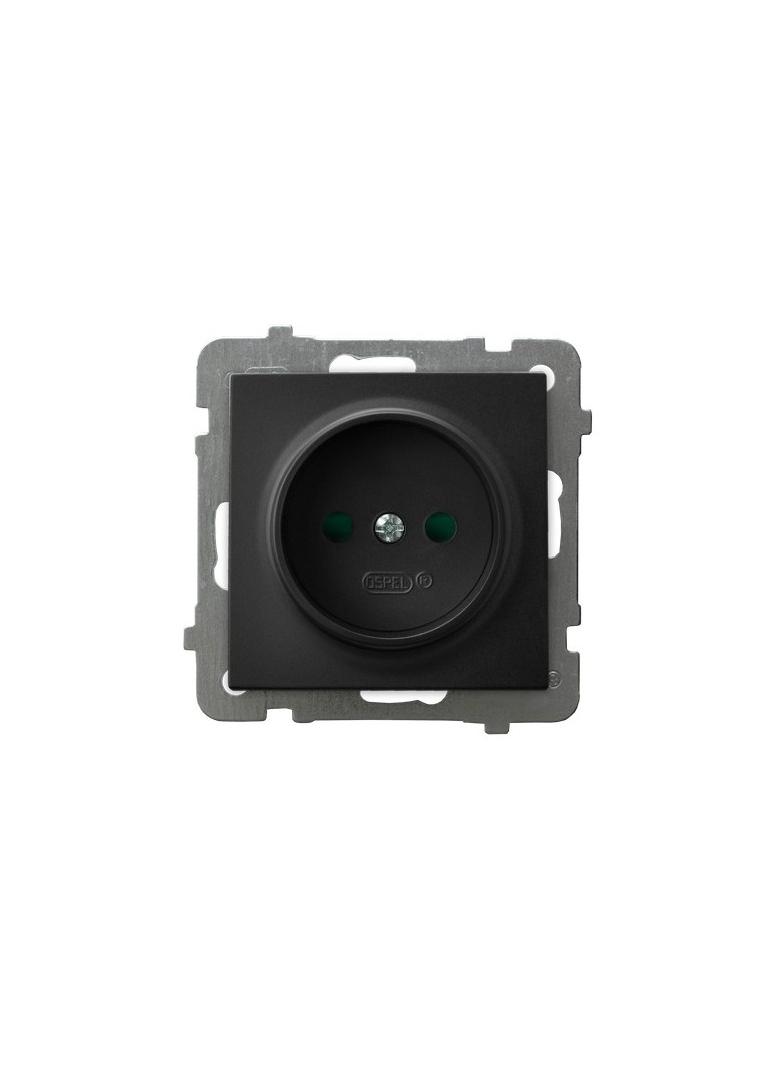 AS Gniazdo pojedyncze z przesłonami torów prądowych - kolor czarny metalik