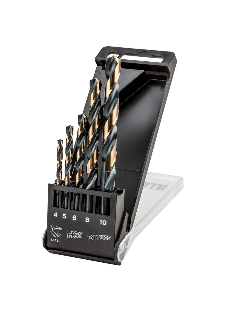 Wiertła do metalu HSS-CNC, 124°, "Pro-Tec", 4.0 - 10 mm, zestaw 5 szt.