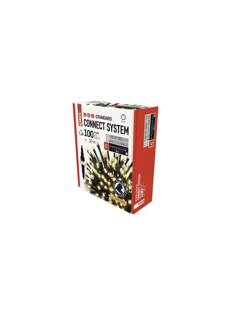Oświetlenie łączone Standard - łańcuch 100 LED 10m ciepła biel, IP44, timer
