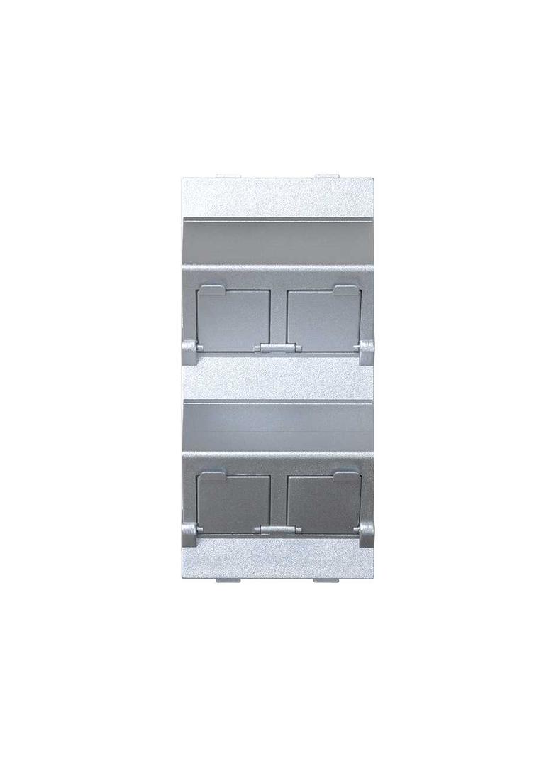 Simon Connect Płytka CIMA 4x RJ z osłonami skośna do adapterów MD aluminium S80C/8 KONTAKT