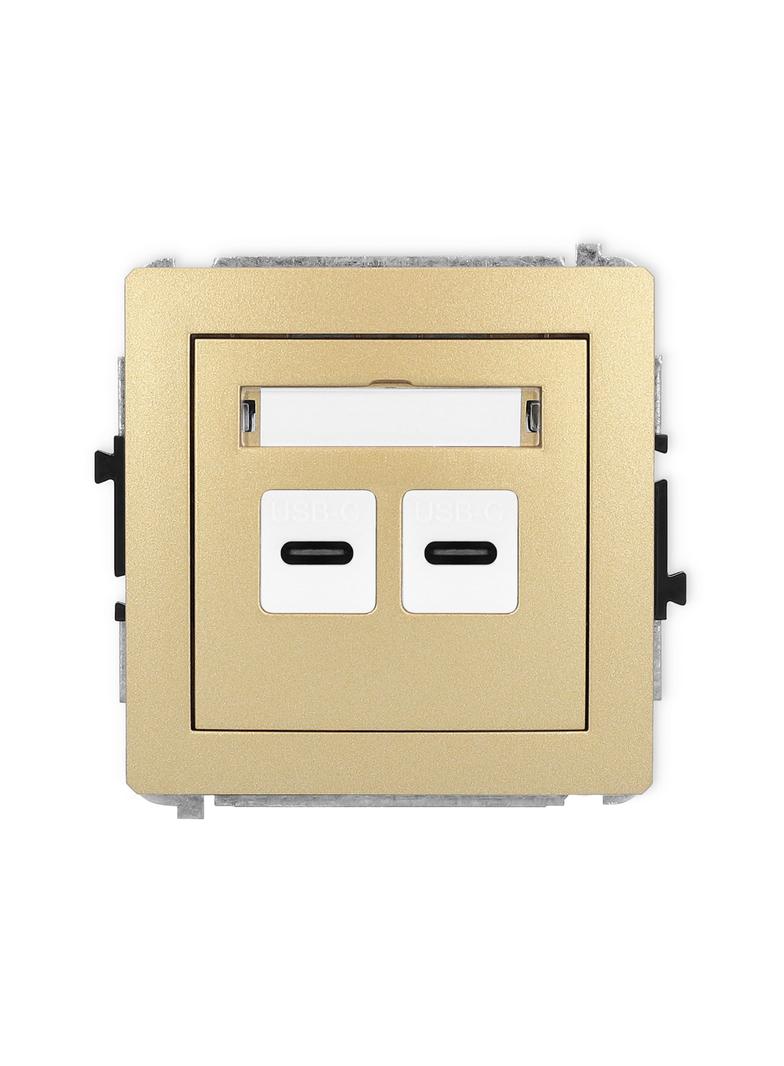 DECO Mechanizm gniazda podwójnego 2xUSB C-C złoty