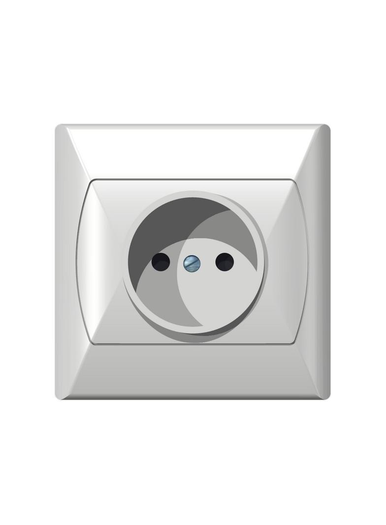 AKCENT Gniazdo pojedyncze z przesłonami torów prądowych - kolor biały