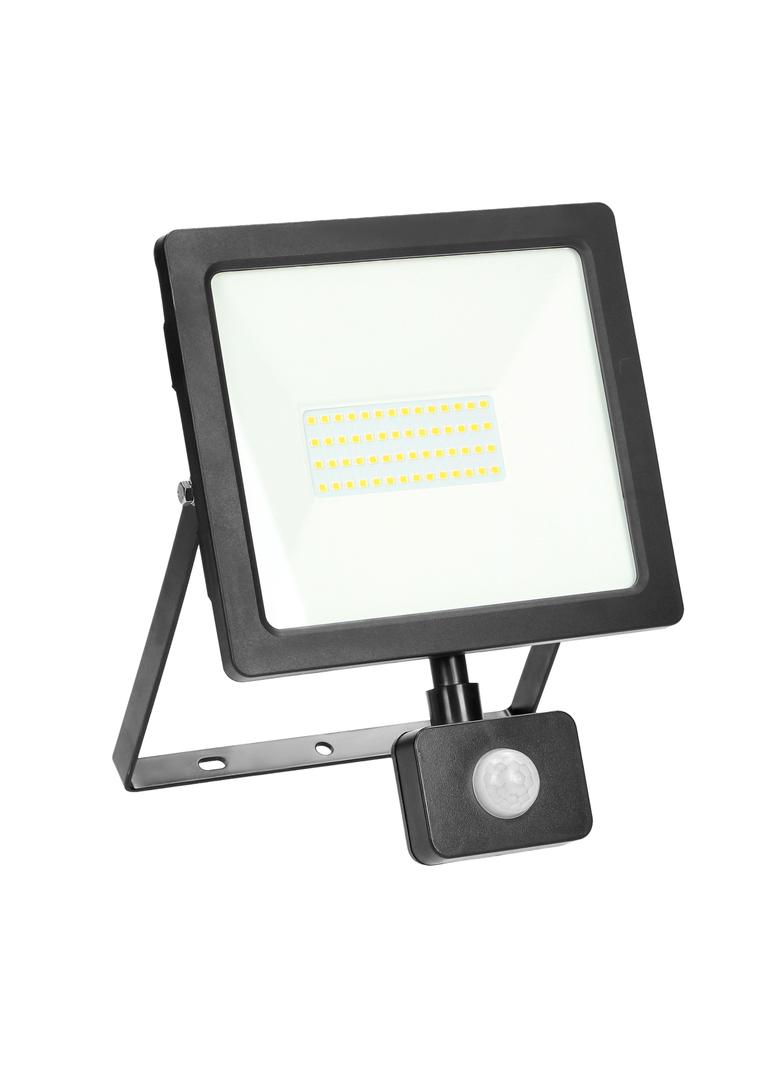 ALLED 50W Naświetlacz LED z PIR 4000lm IP44 4000K Alu+szkło FL/R-3 ORNO