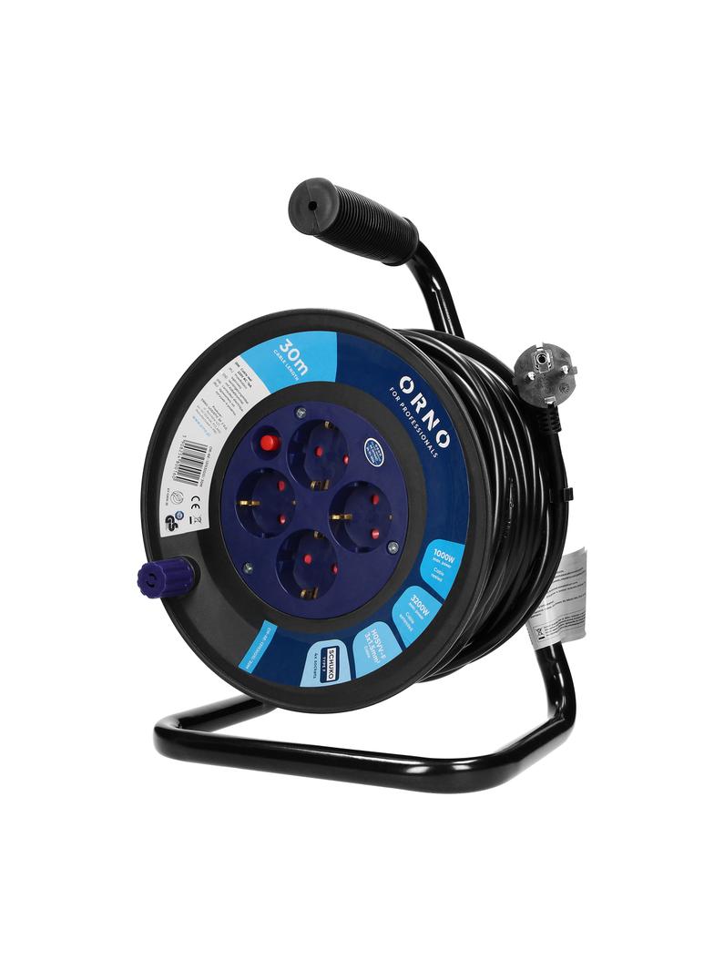 Przedłużacz bębnowy 4 gniazda (Schuko) kabel PVC H05VV-F 3x1.5mm2 długość - 30m Termik Prz OR-AE-131