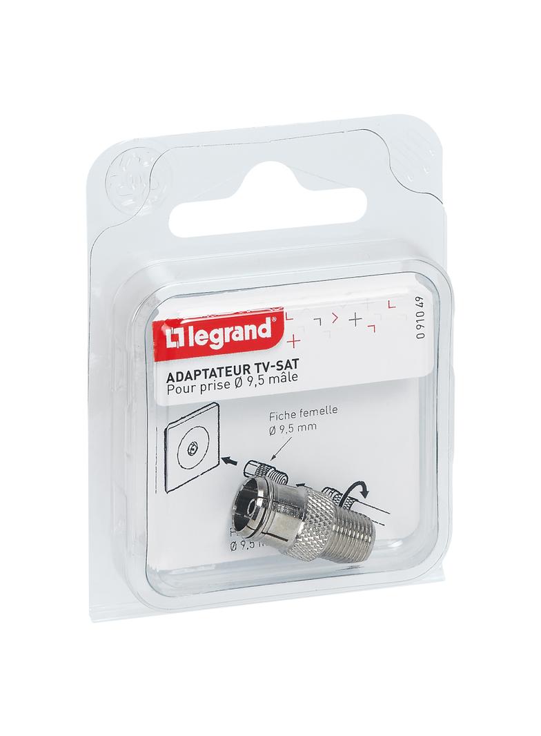 ADAPTER DOPASOWUJĄCY, 1 WTYK ŻEŃSKI O9,52 MM DO ZŁĄCZA ŻEŃSKIEGO ''F'', Legrand