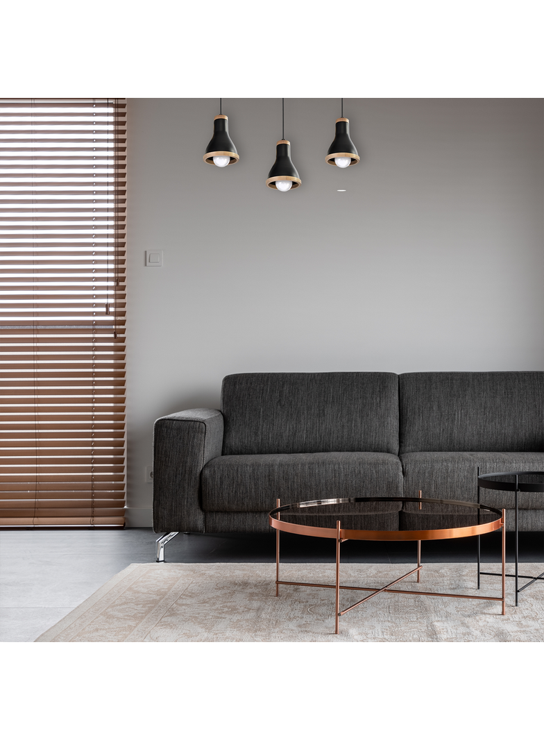 MILAGRO Lampa wisząca HOLLY BLACK / WOOD 3xE27 60W