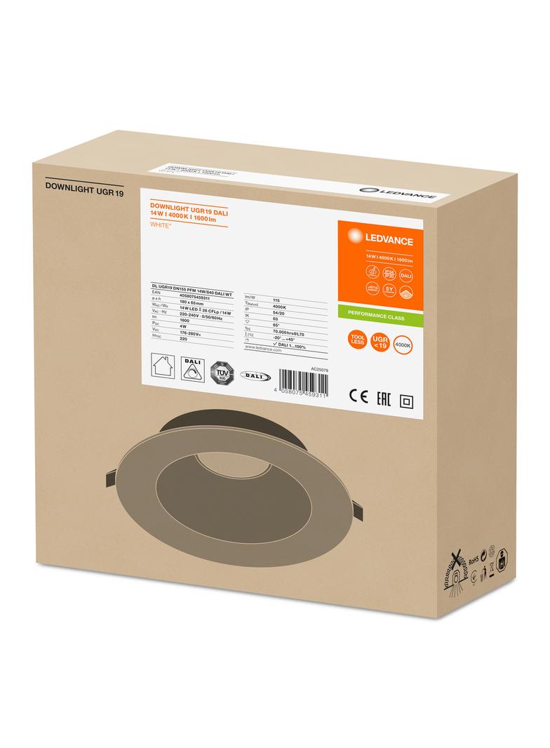 Oprawa DOWNLIGHT UGR19 DN155 PFM 14W 840 DALI WT