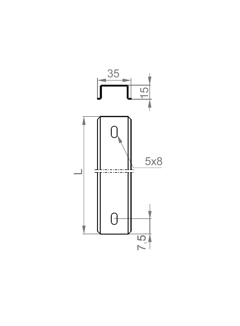 Szyna EURO 35x15mm Grubość 1,00 mm 1mb SZB35H15/1 613410 BAKS