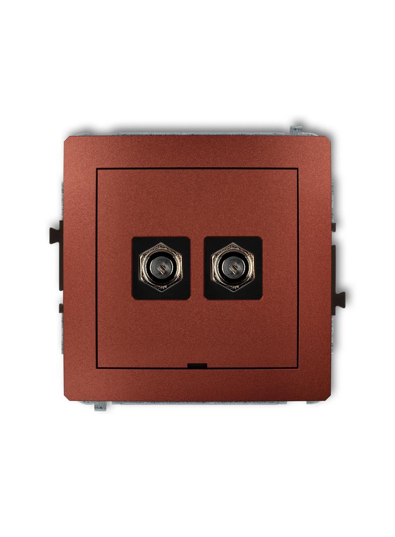 DECO Mechanizm gniazda antenowego podwójnego typu F (SAT) niklowany, bez pola opisowego brązowy meta