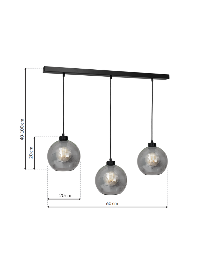 Milagro lampa wisząca Sofia Smoked 3xE27 czarna MLP65800