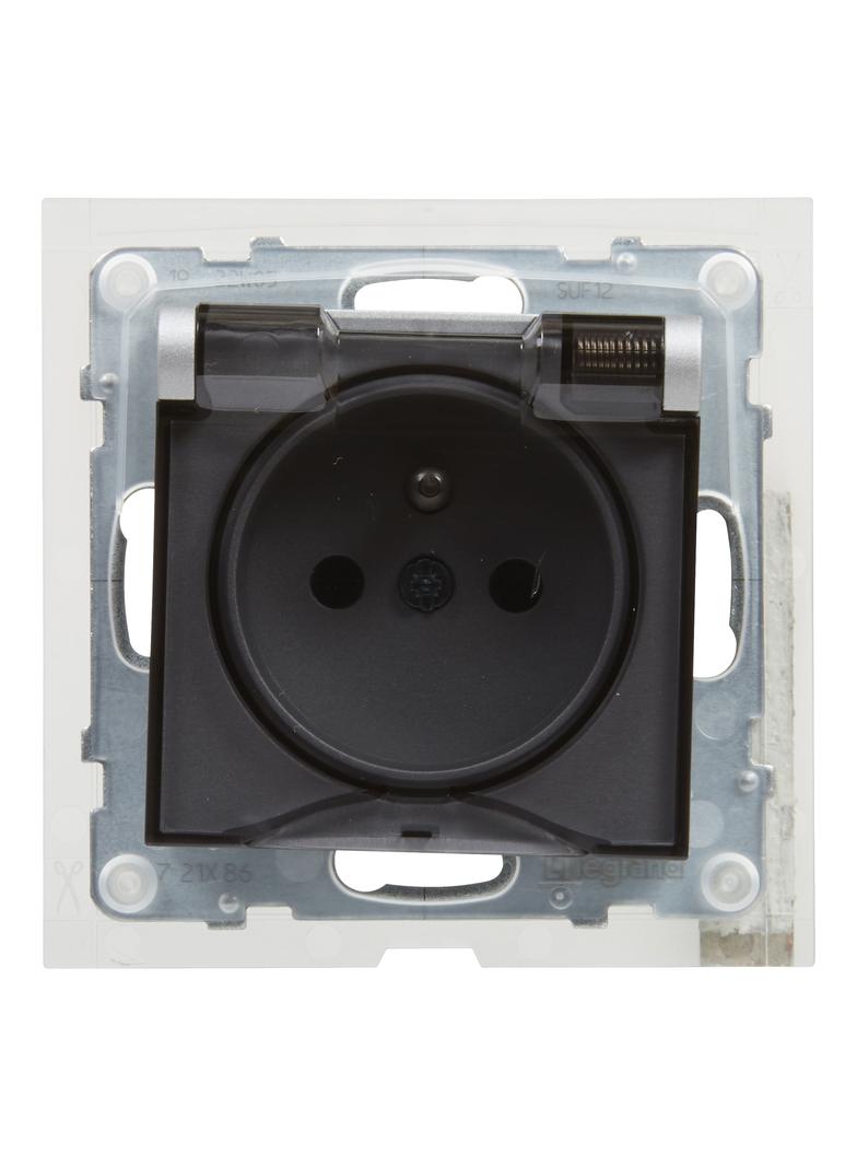 Suno Gniazdo Pojedyncze Z Uziemieniem 2P+Z IP44 16A 250 V Zaciski Automatyczne Z Przesłoną Aluminium 721386 LEGRAND