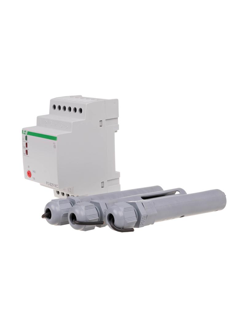 Przekaźnik kontroli poziomu cieczy dwu stanowy z regulacją czułości sond PZ-829 RC montaz na szynie DIN,styk: 2x1Z/R 230V PZ-829RC F&F