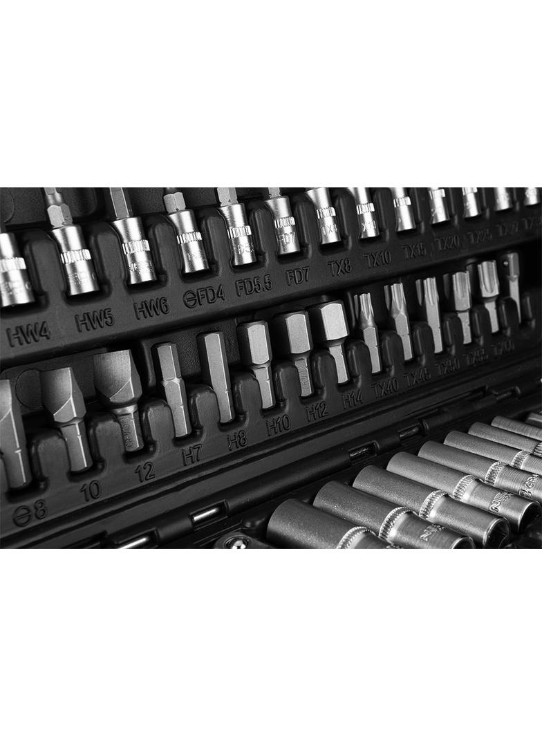 Zestaw kluczy 110 elementów 1/2",1/4", satynowy