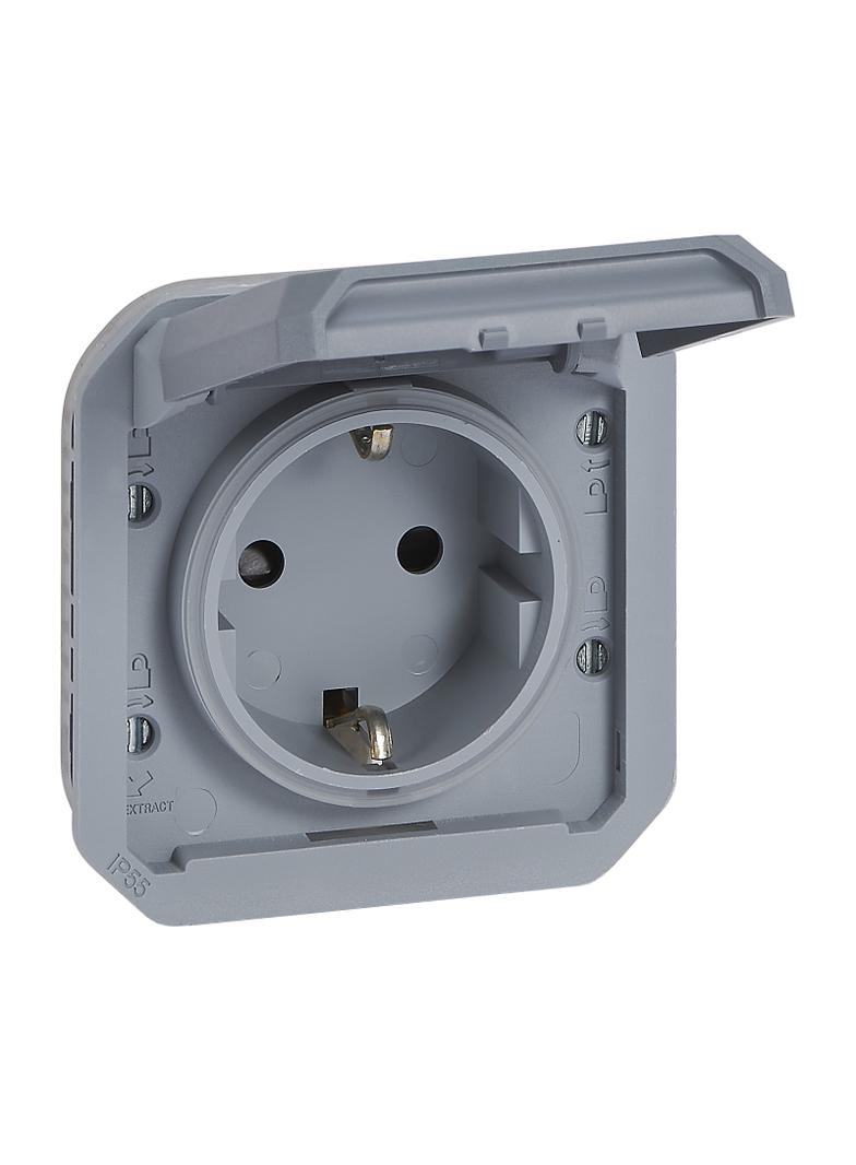 NOWE PLEXO - GN. SCHUKO 2P+Z ZACISKI ŚRUBOWE MECHANIZM 16A-250V SZARE 069571L LEGRAND