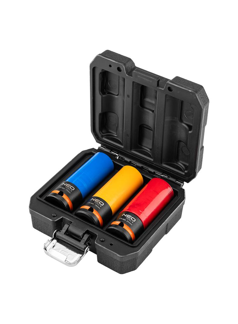 Nasadki do felg aluminiowych - zestaw 3 szt. (17 mm, 19 mm, 21 mm), Cr-Mo