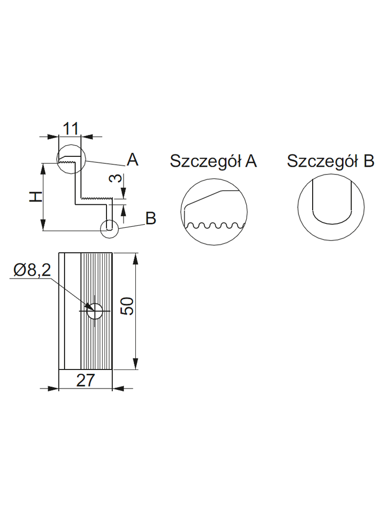 Boczny uchwyt panale BUF38