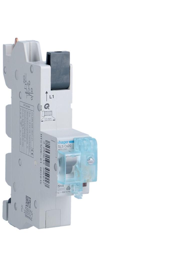 MCB SLS Wyłącznik nadprądowy selektywny 1P Cs 20 A szyny Cu 40-12x5/10mm HTS120C HAGER
