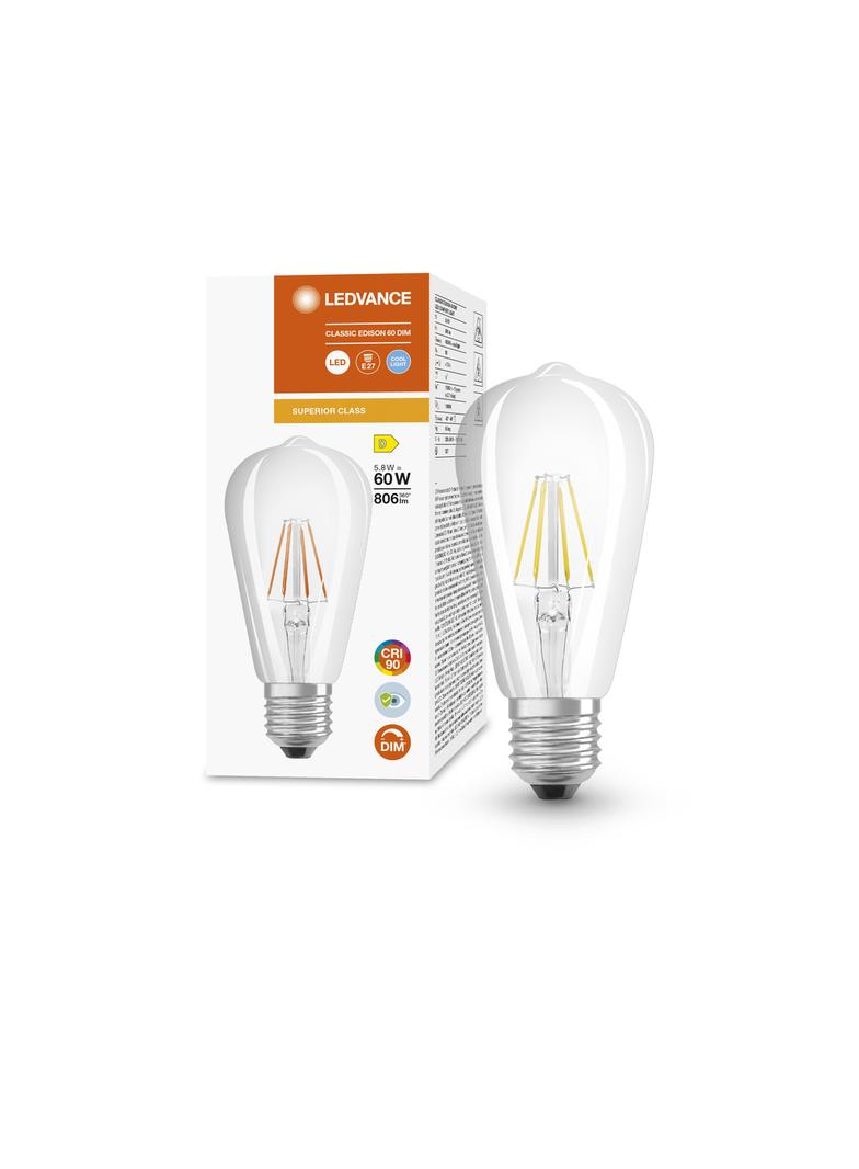 Lampa LED COMFORT/SUPERIOR DIM Classic 60 Edison Filament szkło przezroczyste 5,8W/940 E27