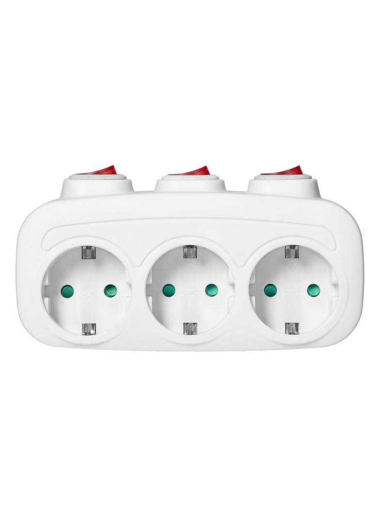 Rozgałęźnik 3x2P+Z z 3 włącznikami, Schuko ES-3(GS) ORNO