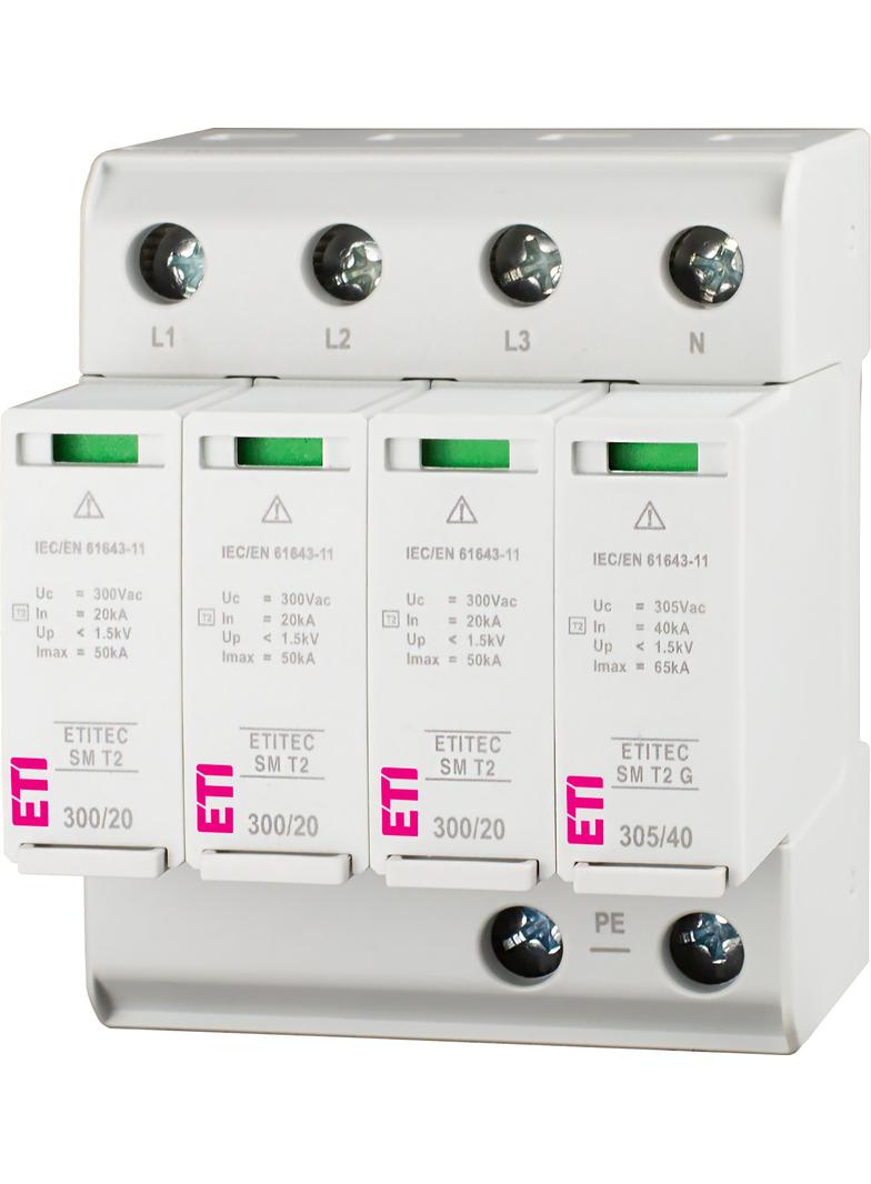 ETITEC SM T2 300/20 3+1 Ogranicznik przepięć T2 (C) - bez prądu upływu