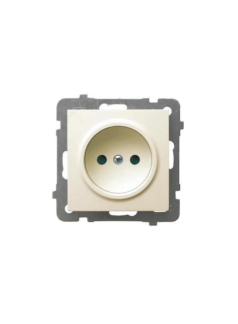 AS Gniazdo pojedyncze z przesłonami torów prądowych - kolor ecru